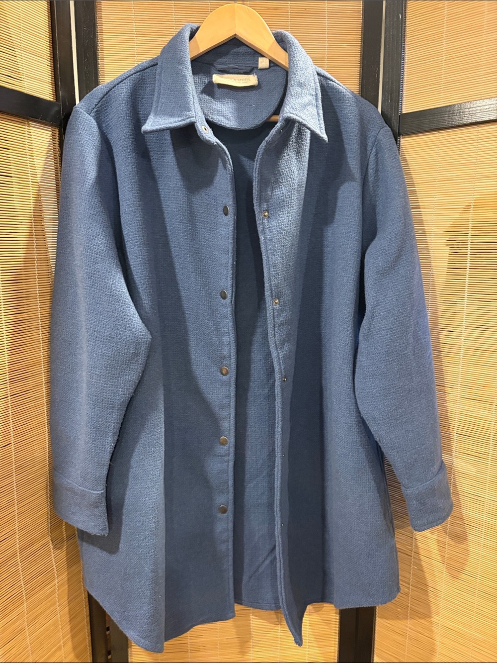 Blue Button-Front Overshirt Jacket